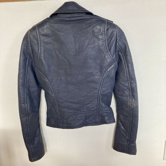 BALENCIAGA Woman's Leather Moto Bike Jacket in Gray, size FR34/XS/US 2 - Picture 5 of 16
